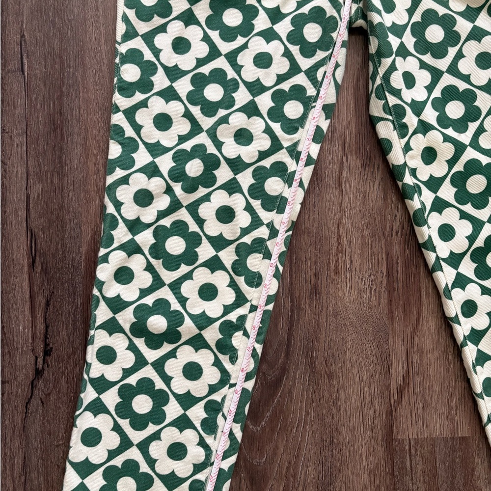Pac Sun Green & White Retro Floral Button Fly Jeans Size 28 | - Picture 8 of 8